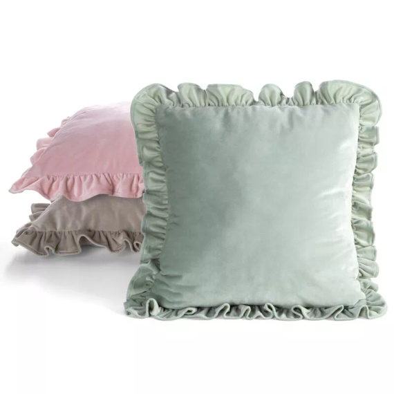 Povlak Brenda 45x45 šalvějový samet Eurofirany volán sage