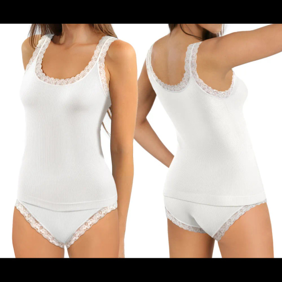 Dámské tílko Sesto Senso 6109 krajka bezešvé elastické pohodlné white