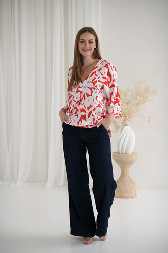 Těhotenská halenka Mamafullness Milk&Love s květinovým vzorem - viskóza, 3/4 rukáv, oversize