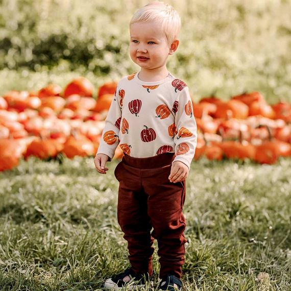 Halloweenské kojenecké body Eevi - ecru, dýně, bavlna