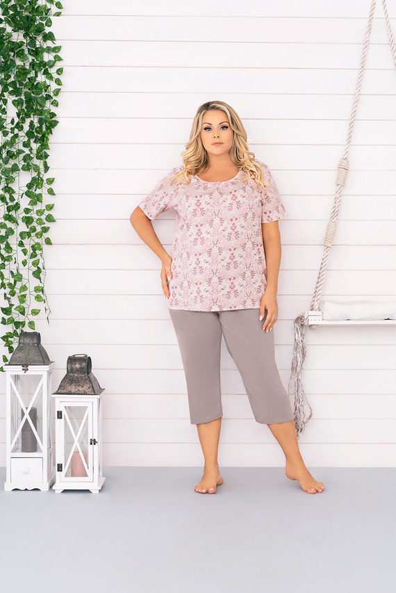 Kalmia Dámské pyžamo s krátkým rukávem, 3/4 kalhoty Italský módní potisk