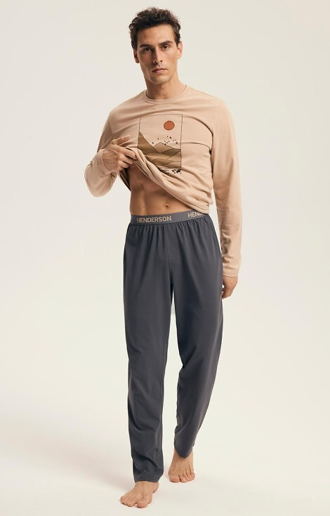 43474 Luro Henderson Core pánské pyžamo - bavlna, horní díl s potiskem, délka. kalhoty