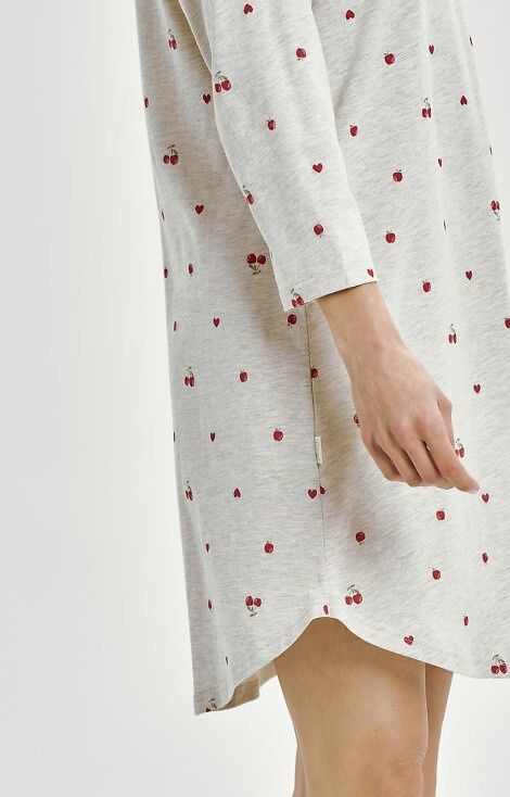 3431 Adele Dámské tričko Taro šedé - bavlna, vzor ovoce, rukáv 7/8