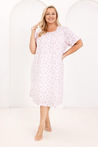 Dámská noční košile 018 Regina pink- 100% bavlna Premium, knoflíky, krční lem, pohodlný spánek každou noc