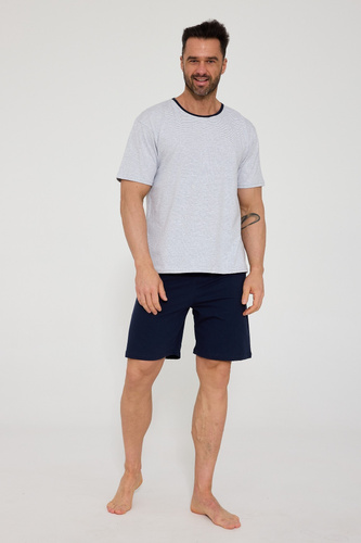 Cornette 338/53 pánské pyžamo šedé bavlna krátký rukáv komfort