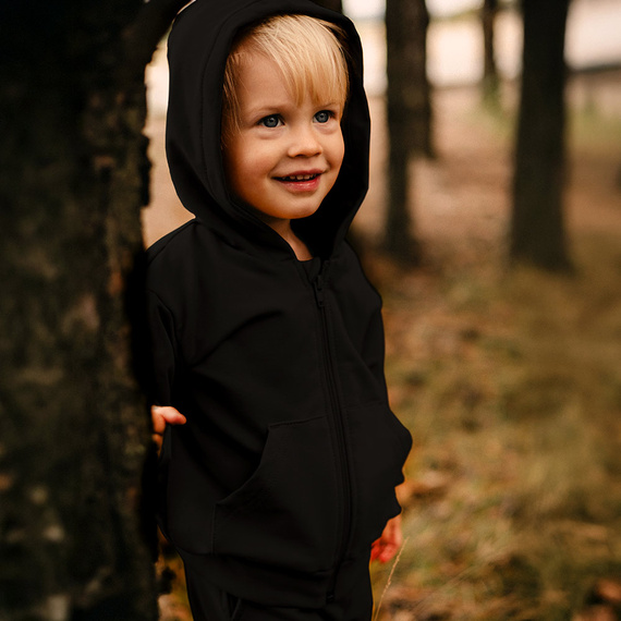 Simply Comfy Dětská mikina Eevi černá - bavlna, zapínání na zip s kapucí