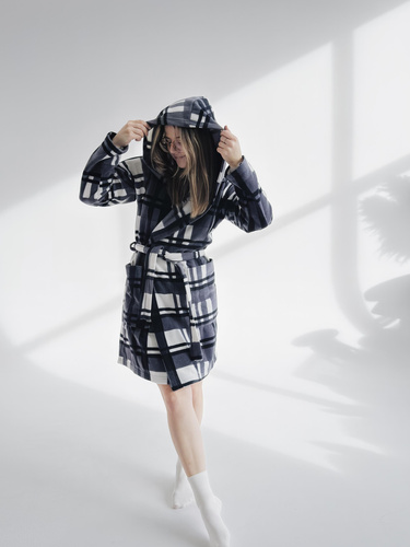 031 De Lafense županová deka - hřejivý fleecový dámský župan Super Cozy, šedý