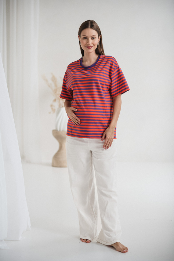 Mamahood Těhotenské a kojící tričko Milk&Love fialové a oranžové - pohodlné a stylové