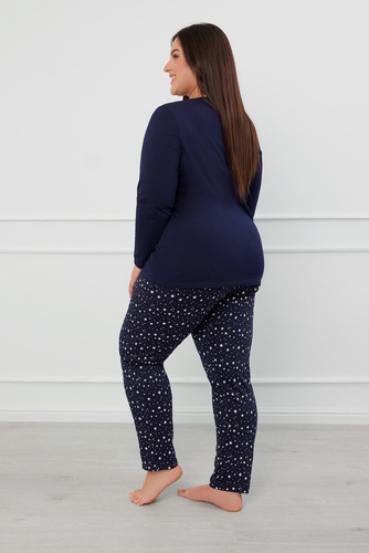 Arugia Dámské pyžamo s dlouhým rukávem a dlouhými kalhotami Italian Fashion - námořnická modř/potisk