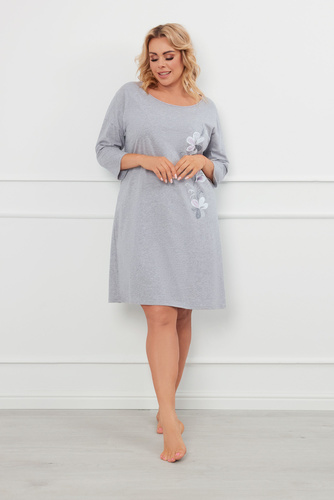 Noční košile Ibena, 3/4 rukáv Italská móda - melanž