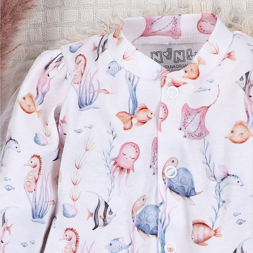 ABN-5482 Dětský kaftan Underwater World od Nini - organická bavlna, pohodlné zapínání na druky