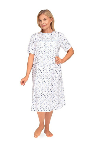 203 Bogna I Dámská noční košile Martel 32 modrá - bavlněná, krátký rukáv, rozepínací