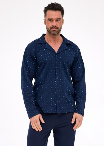 114/80 Pánské pyžamo Cornette | Otevřená přední část, 100% bavlna, límec a kapsy