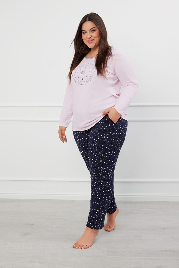 Arugia Dámské pyžamo s dlouhým rukávem, dlouhé kalhoty Italian Fashion - růžová/potisk