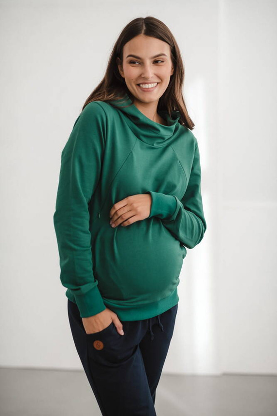 Milk Please bluza do karmienia Milk&Love z kapturem butelkowa zieleń
