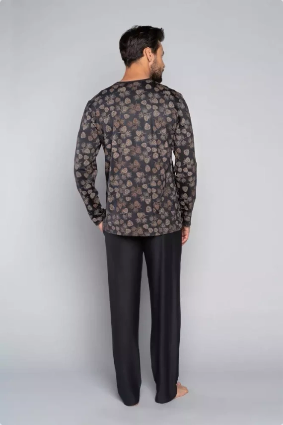 Pinus Pánské pyžamo s dlouhým rukávem, dlouhé kalhoty Italian Fashion- print/graphite