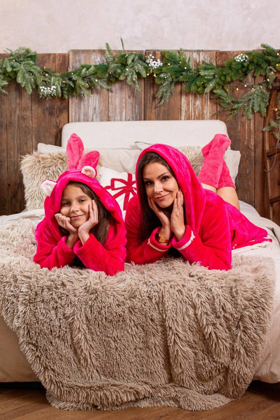 627 Soraya Dámský krátký župan Forex - malinová / šedá