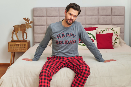 7344 Pánské tmavě šedé pyžamo Doctor Nap - 100% bavlna