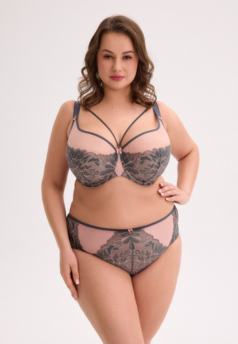 GFP 1318 Priya Gaia dámské kalhotky - grafitově růžové maxi, krajkové a elegantní