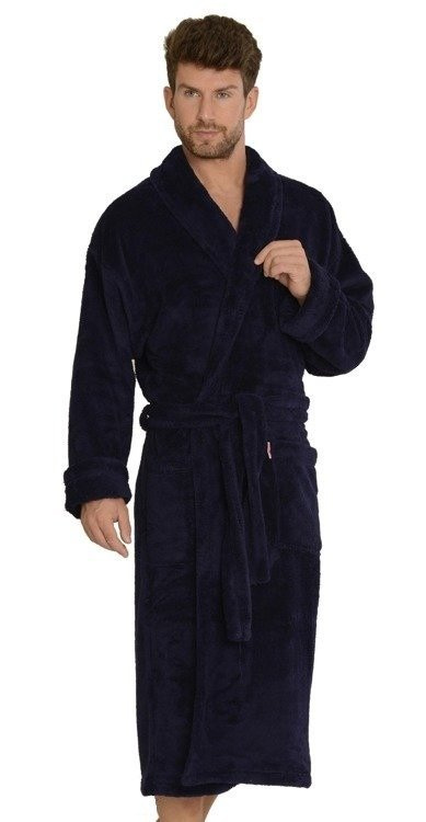 811 De Lafense pánský plyšový župan - tmavě modrý