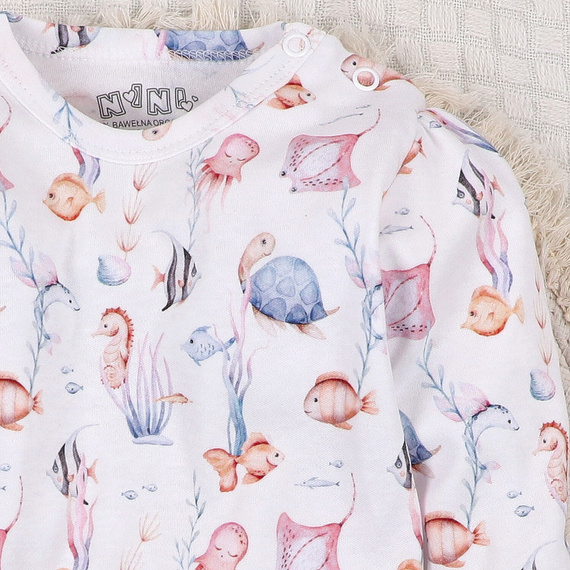 ABN-5475 Dětské body Underwater World Nini- organická bavlna, dlouhý rukáv