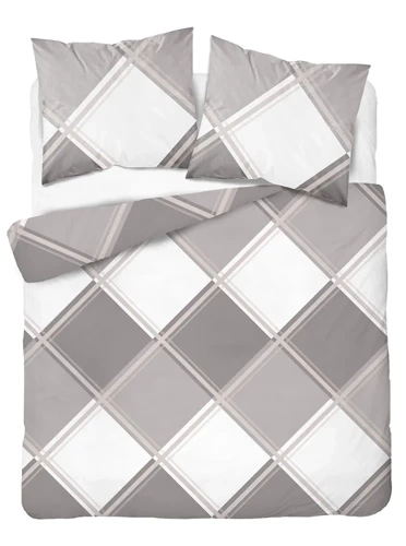 4683 A Home Satin Pościel satynowa krata Detexpol beżowy