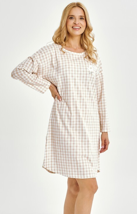 3437 Vera Taro dámské tričko - 100% bavlna, kostkované, dlouhý rukáv