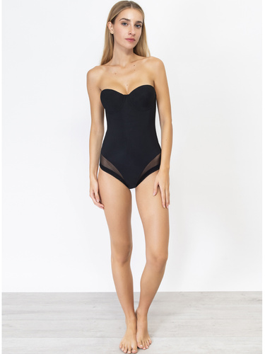 1852 Dámské body Everybody bardot z mikrovlákna, vyztužené košíčky, bezešvé Sielei černá