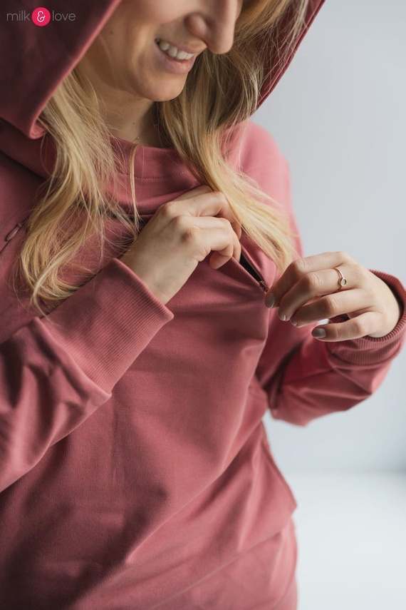 Milk Please bluza do karmienia Milk&Love z kapturem dusty cedar