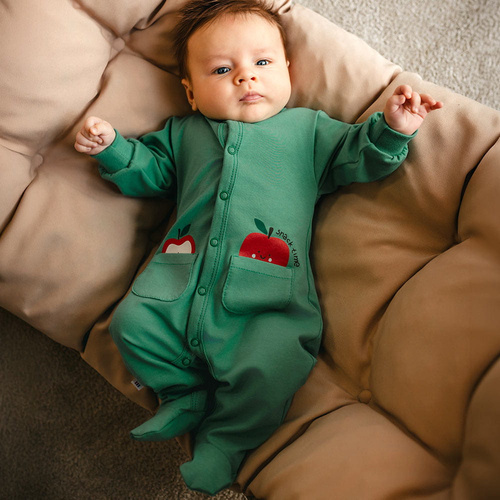 Kojenecký overal Eevi Snack Time zelený bavlna pohodlný