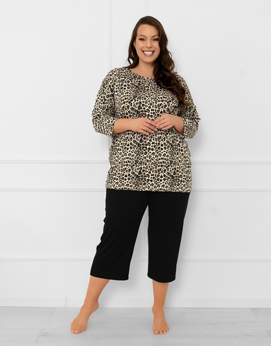 Dámské pyžamo Kenya Italian Fashion - leopardí potisk, 3/4 rukáv a 3/4 kalhoty