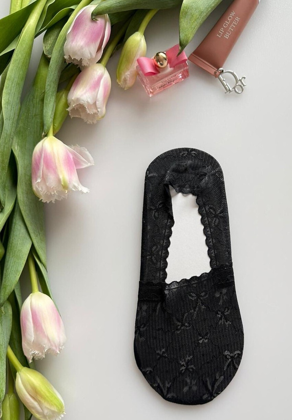 Dámské balerínkové ponožky Magnetis krajkové se silikonem – neviditelné black