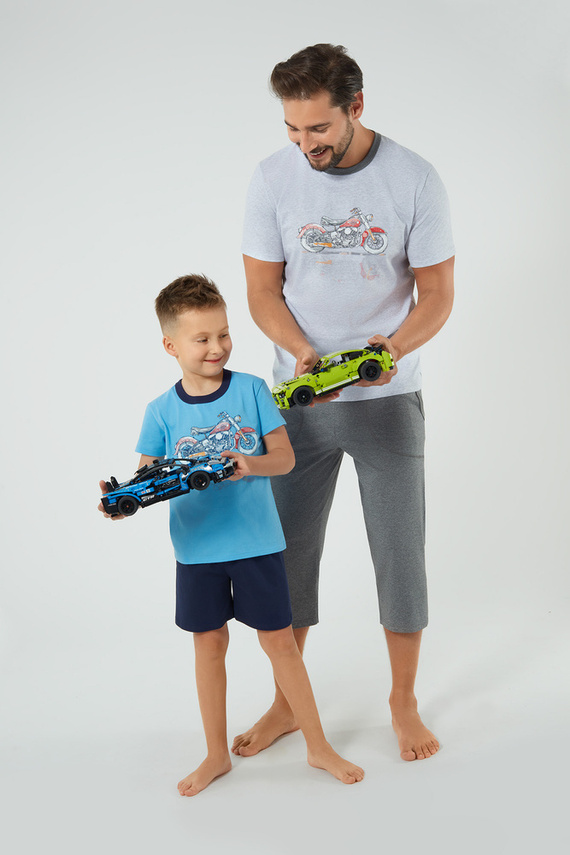 Junak Chlapecké pyžamo s krátkým rukávem, šortky Italian Fashion - modrá/zelená