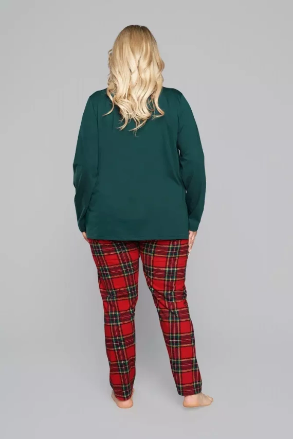 Zorza dámské pyžamo s dlouhým rukávem, kalhoty Italian Fashion - zelená/potisk