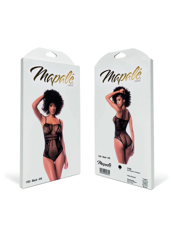 Body 1103X Fishnet Bodysuit Mapale černé síťované plus size XL-5XL