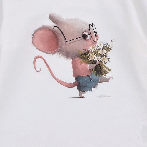 KAR-3008 Dívčí halenka s dlouhým rukávem Lagarto Verde ecru - stylová, bavlna, polská výroba