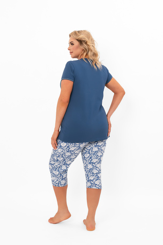 Dámské pyžamo Boma - krátký rukáv, 3/4 kalhoty, bavlna Italian Fashion - jeans/print