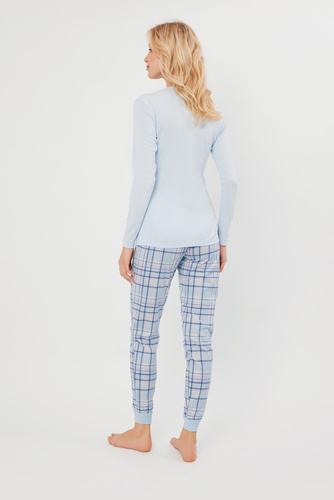 Katrin Dámské pyžamo s dlouhým rukávem, dlouhé kalhoty Italian Fashion - modrá/potisk
