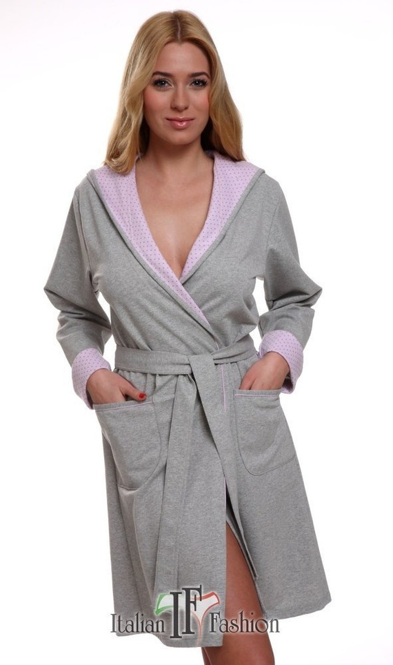 Dámský pohodlný župan Italian Fashion - melanž/růžová