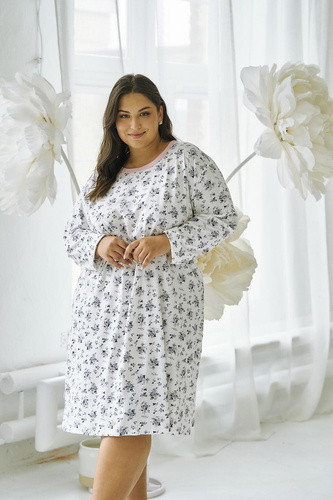 Martina 3467 Taro noční košile bílá - bavlna, dlouhý rukáv, ženský střih a pohodlí