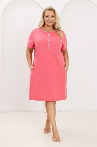 Dámská košile 177 Regina malinová- Bavlněná noční košile 100% bavlna, rozepínání, pohodlí a volnost