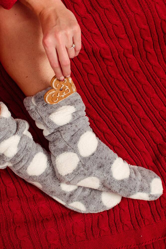 553/554 Wellsoft Smooth ponožky na spaní De Lafense - šedé velké kruhy