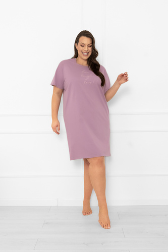 Dámská noční košile Ksara - krátký rukáv, bavlna Italian Fashion - heather