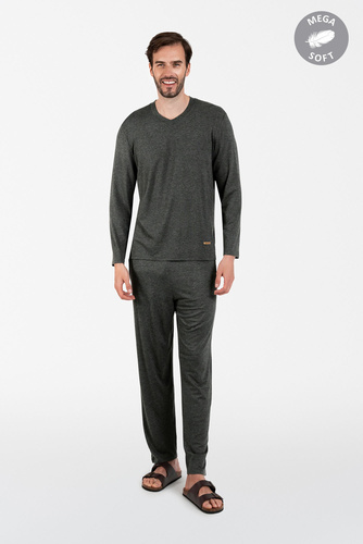 Akord Pánské pyžamo s dlouhým rukávem, dlouhé kalhoty Italská móda - c.melange
