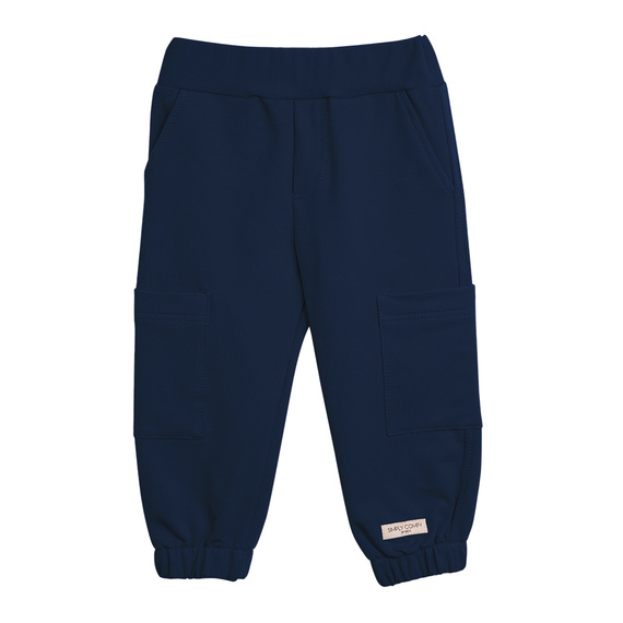 Simply Comfy Dětské tepláky Eevi navy blue - 100% bavlna, s kapsami