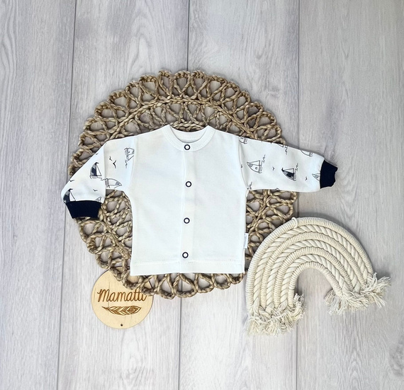 Kojenecký kabátek Mamatti KA16010 Lodě – bavlněný se zapínáním