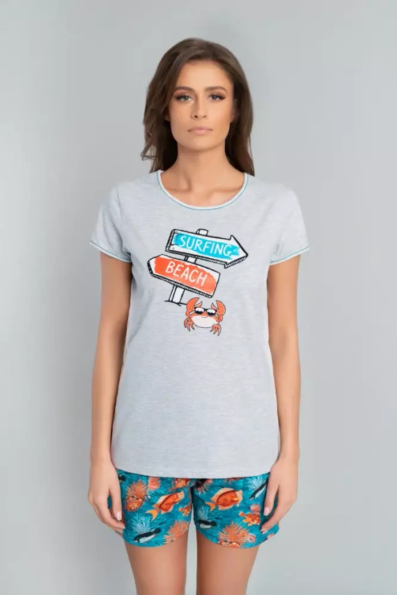 Oceania Dámské pyžamo s krátkým rukávem, šortky Italian Fashion- melange/print