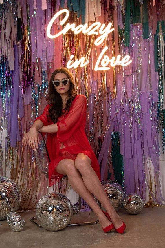 634 Noční košilka bez ramínek Florence + tanga Forex - červená