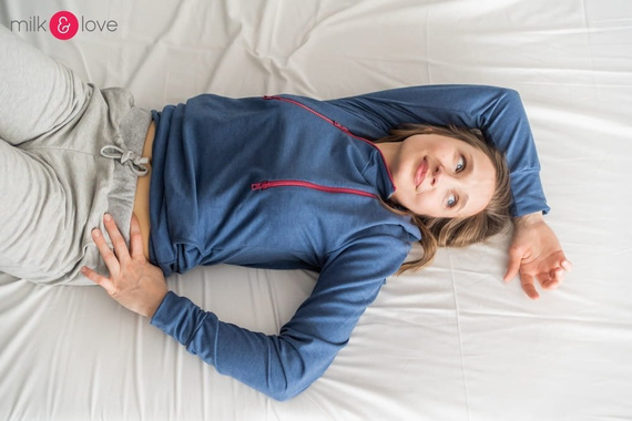 Spodnie dresowe ciążowe Milk&Love jasny szary melanż