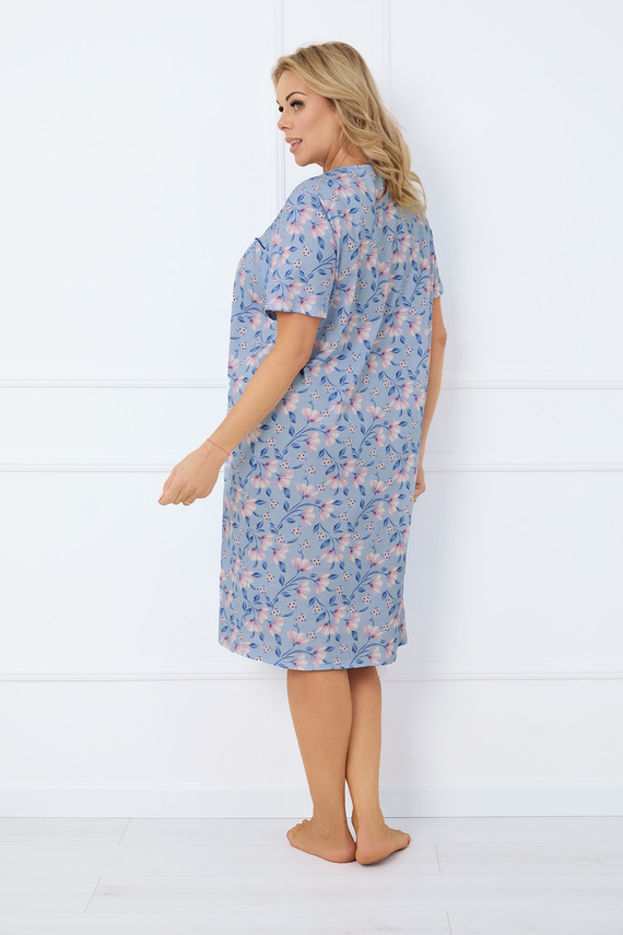 Noční košile Facelia s rozepínáním, krátký rukáv Italská móda - potisk